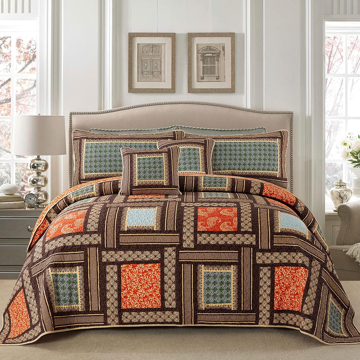 NEWLAKE Cotton Patchwork Bedspread Set for Cozy Bedrooms