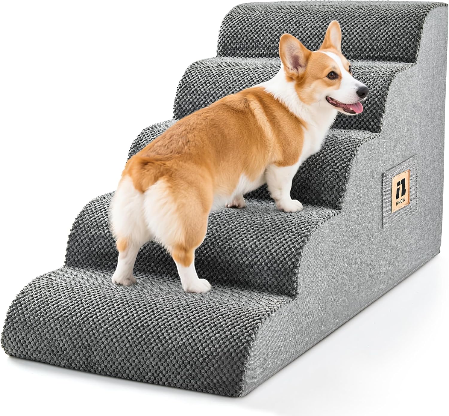 IFNOW Dog Stairs for Small Medium Dogs and Cats - 5-Step Ramp