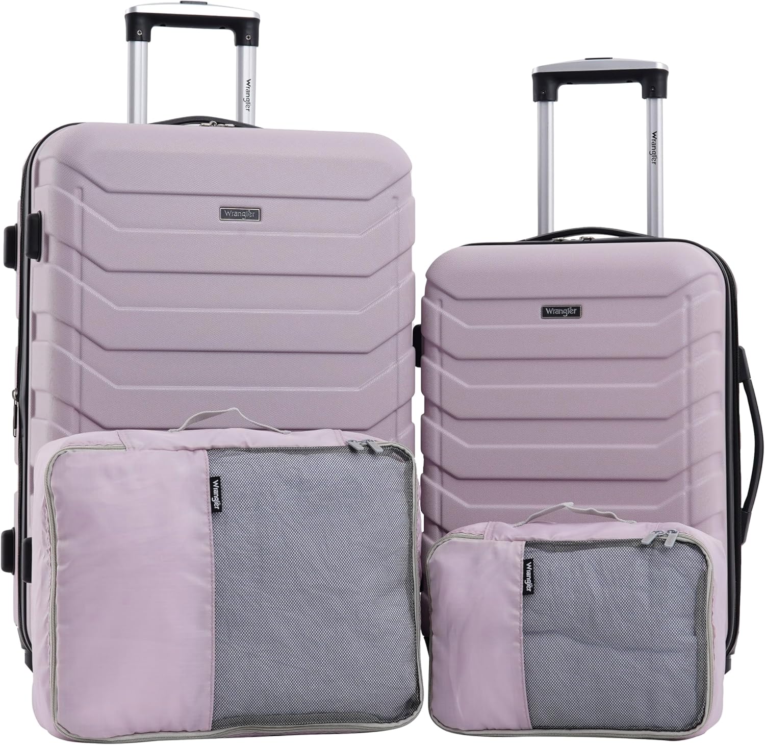 Wrangler 4 Piece Miami Luggage Set with Packing Cubes in Lilac