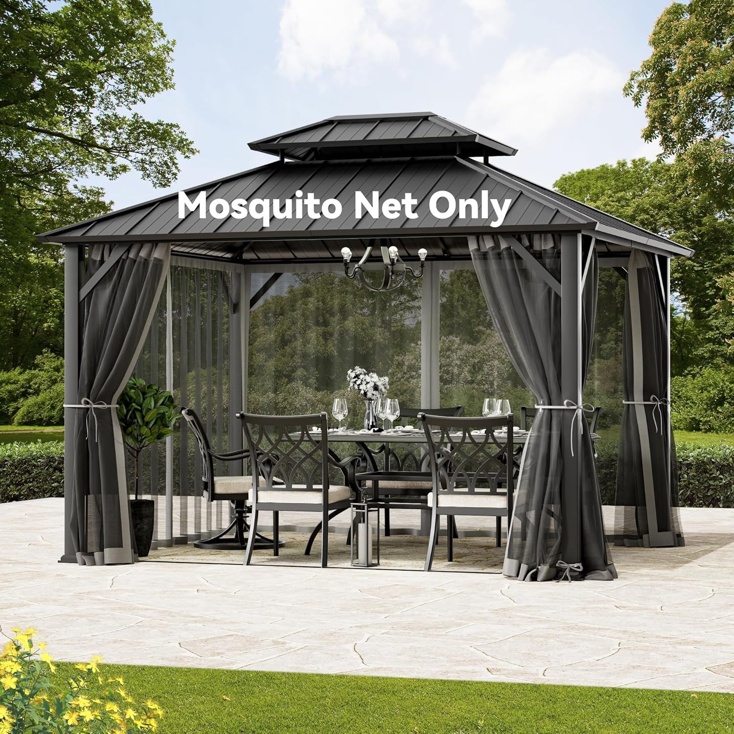Gazebo Mosquito Netting Replacement for 10ft x 12ft Outdoor Use