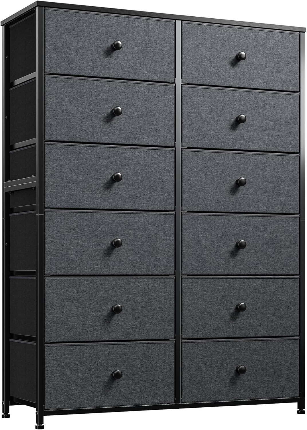 12 Drawers Dresser for Bedroom with Wooden Tabletop and Metal Frame
