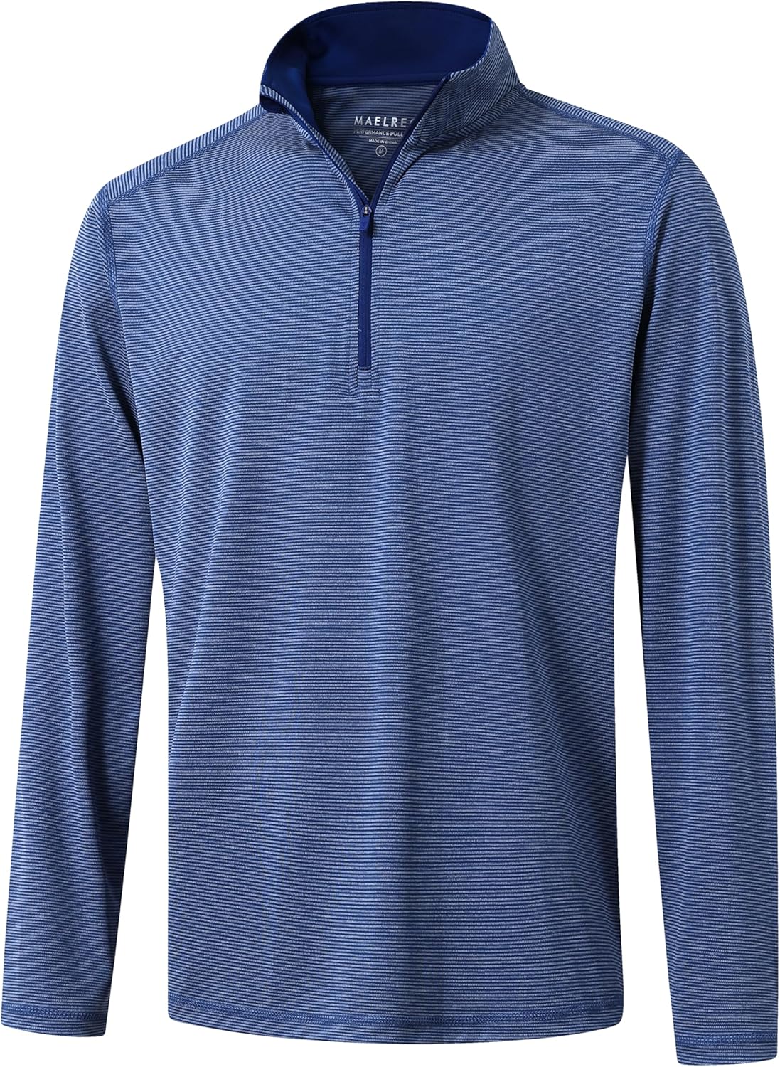 M MAELREG Men's Midlayer Golf Pullover - Dry Fit, Mock Neck, Stripe Design