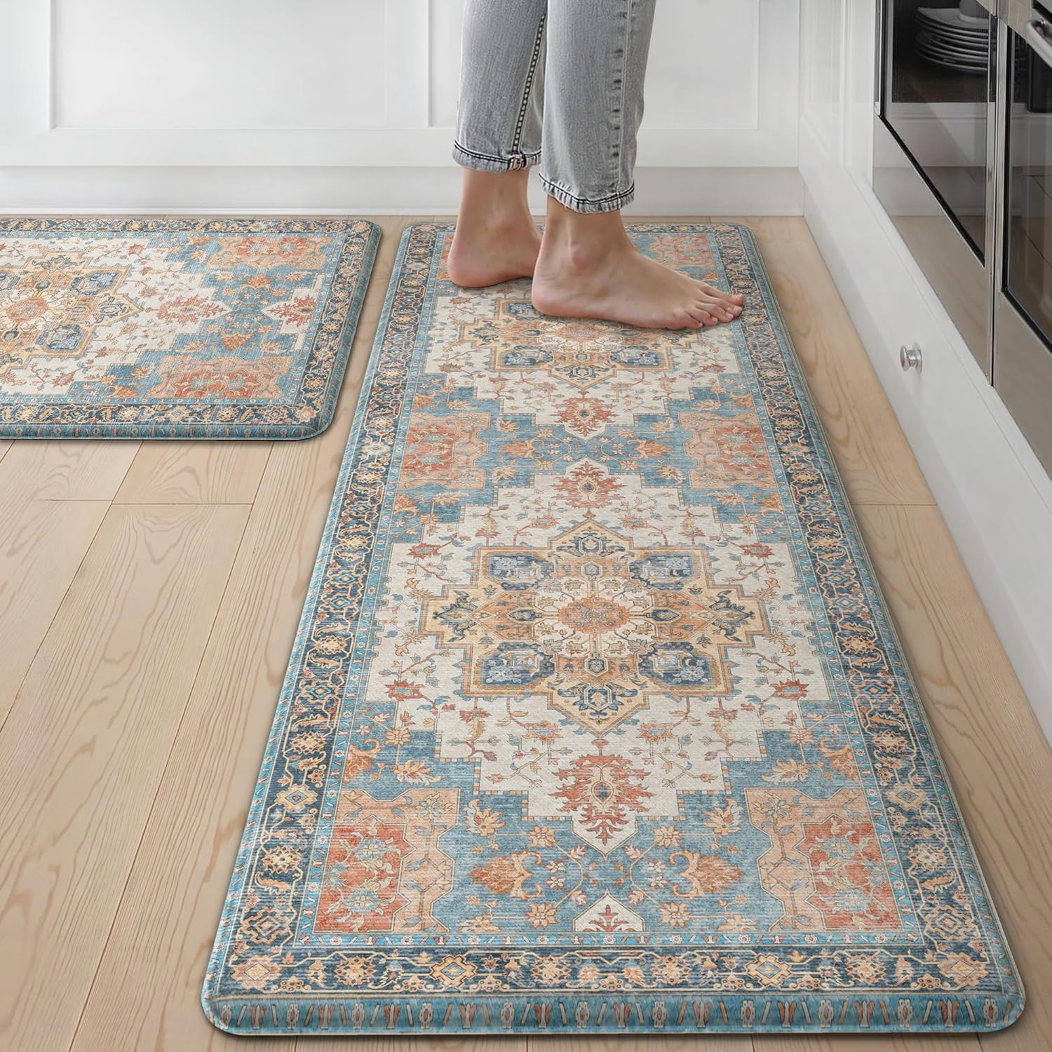 GENIMO Kitchen Mats for Floor 2PCs - Anti Fatigue & Waterproof