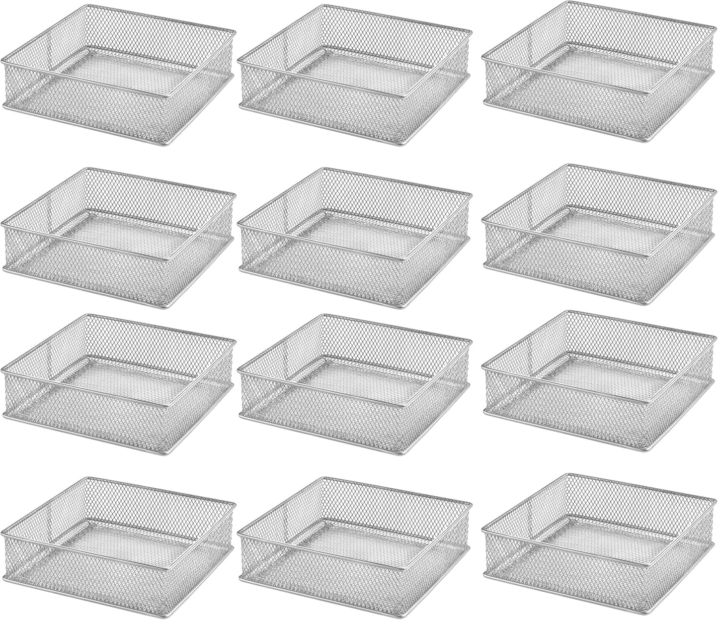 YBM HOME Silver Mesh Drawer Organizer Bins for Office and Home