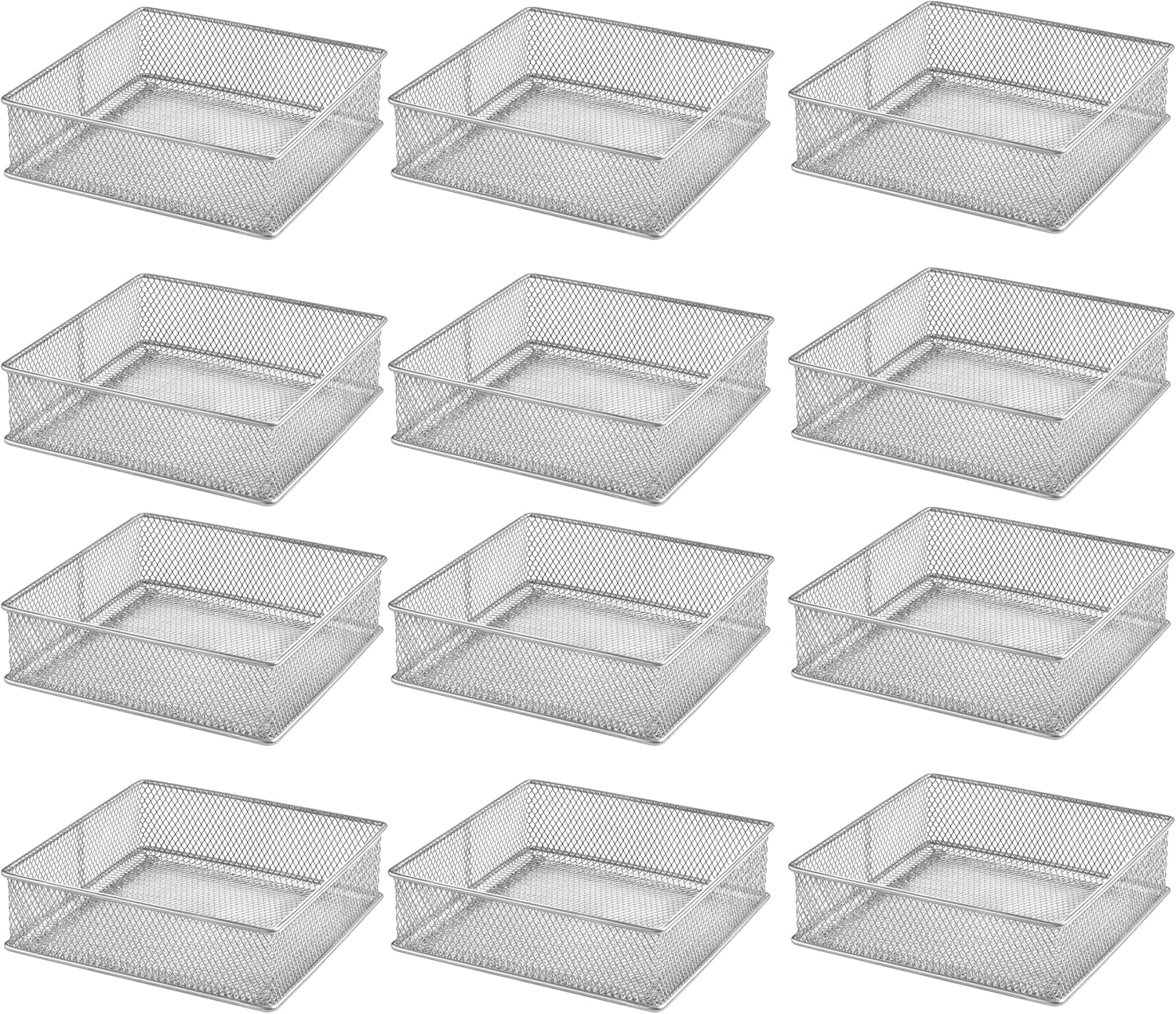 YBM HOME Silver Mesh Drawer Organizer Bins for Office and Home