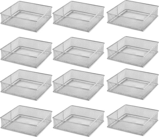 YBM HOME Silver Mesh Drawer Organizer Bins for Office and Home