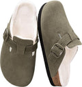 Women's Fuzzy Suede Clogs Leather Mules Fur Lined Non Slip - Comfy