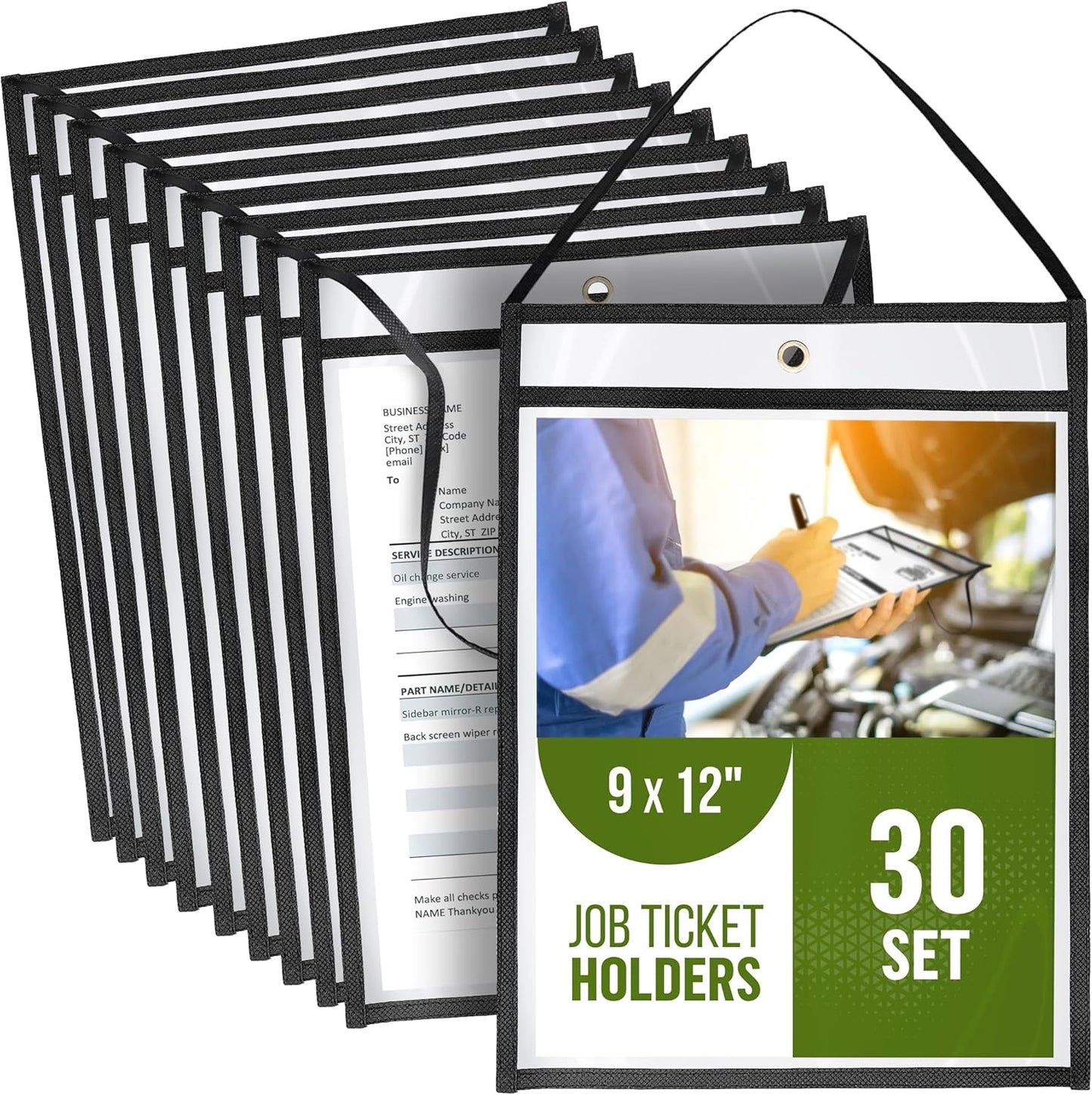 30 Pack Job Ticket Holders 9x12 for Organizing Work Orders