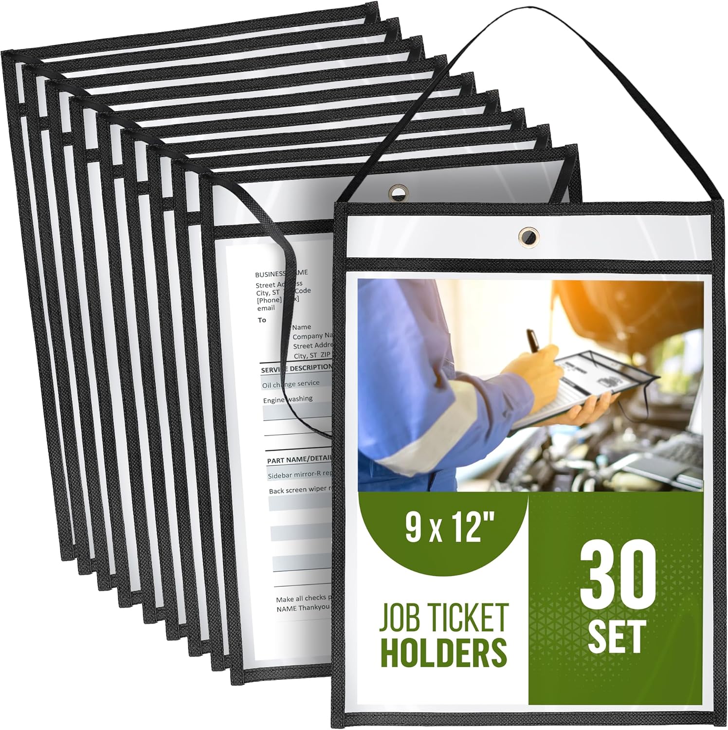 30 Pack Job Ticket Holders 9x12 for Organizing Work Orders