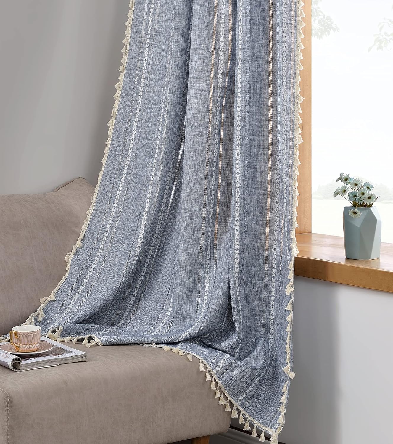 Boho Curtains for Bedroom Living Room by RoomTalks - 84 Inch