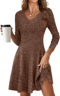 ANRABESS Long Sleeve Ribbed Knit Sweater Dress - Casual Fall Staple