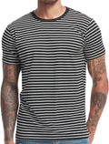 Men's Crewneck Striped T-Shirt in Soft Cotton Spandex Blend