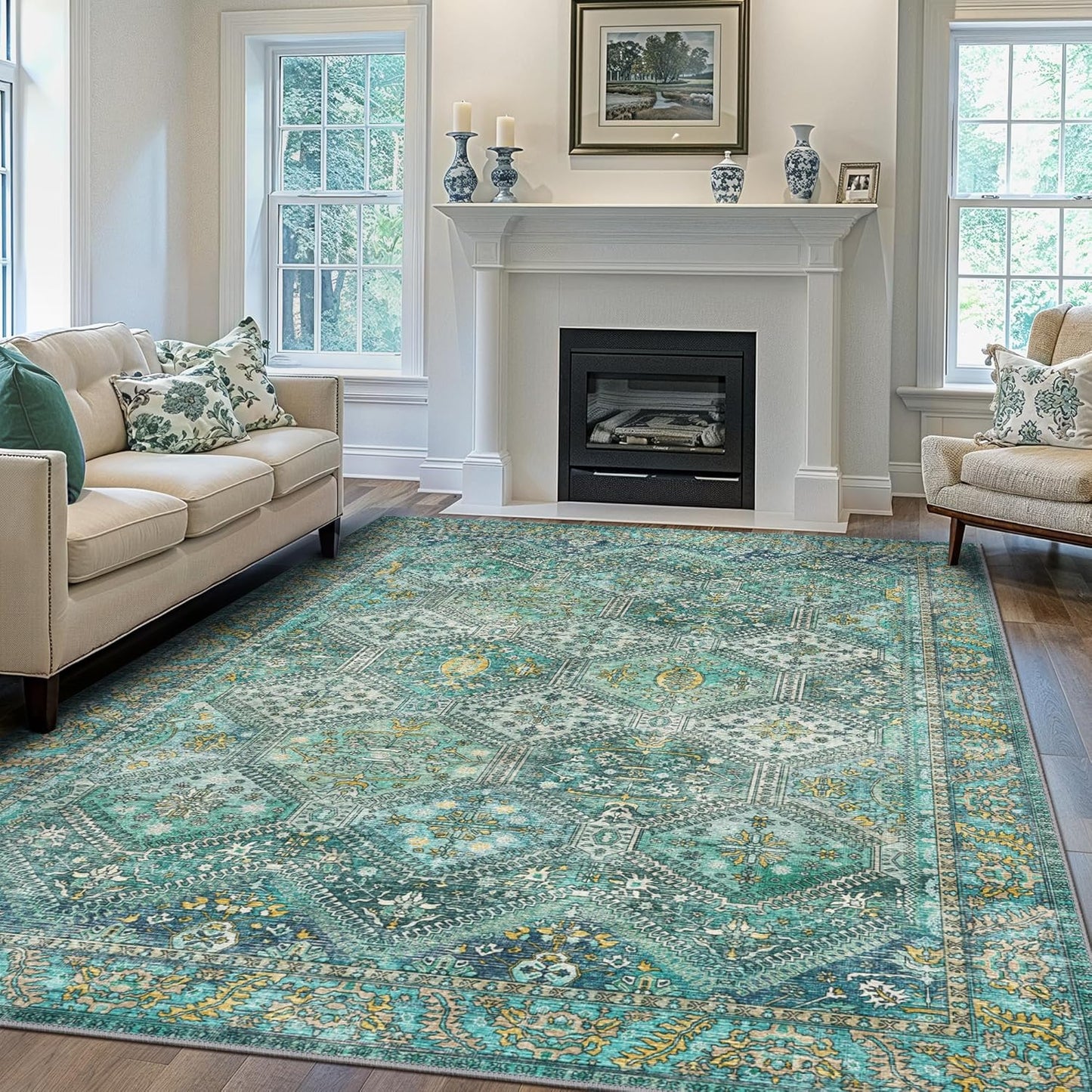 Bavni 6x9 Area Rugs for Living Room, Vintage Chenille Carpet