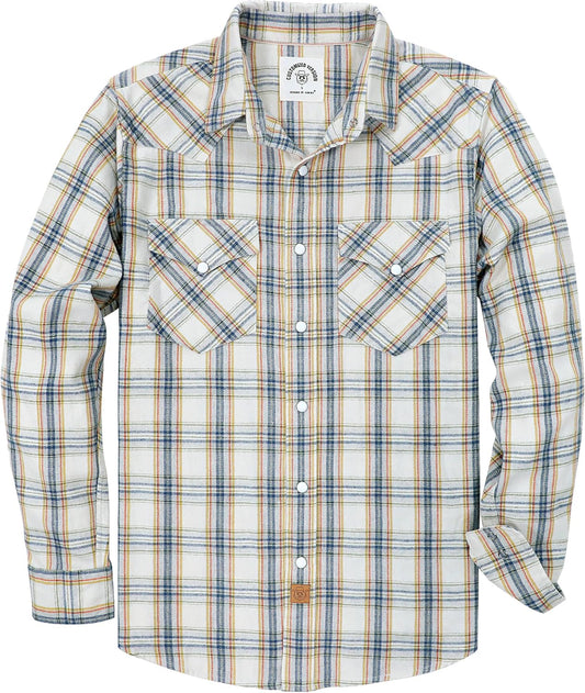 Dubinik Flannel Shirt for Men - Vintage Pearl Snap Plaid Style