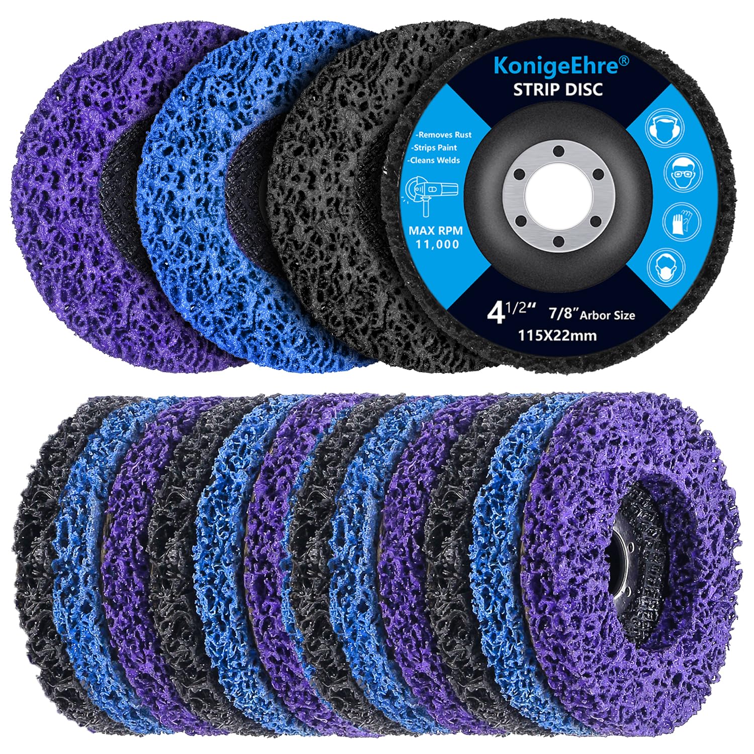 12 Pack 4-1/2 in Strip Discs for Angle Grinder by KONIGEEHRE