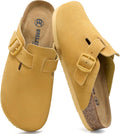 Women's Suede Clogs Slip-On Mules with Arch Support - Comfortable Heel