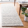 Arizona Shag Runner Rug 2ft3ft x 8ft - Plush Ivory & Grey Runner