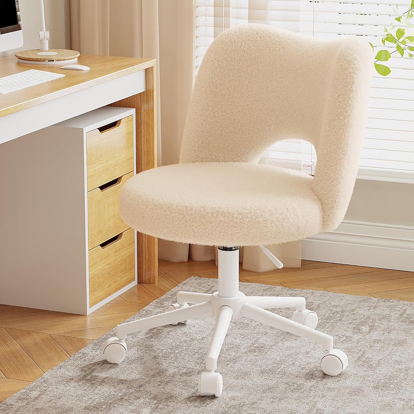 Cute Vanity Chair with Wheels for Makeup Room and Bedroom