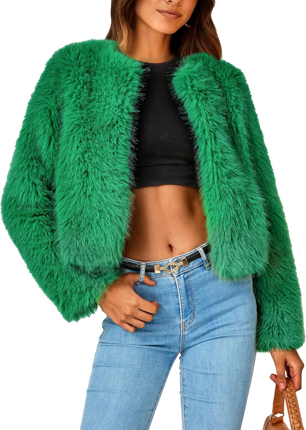 PRETTYGARDEN Women's Fleece Cropped Jacket for Winter Warmth