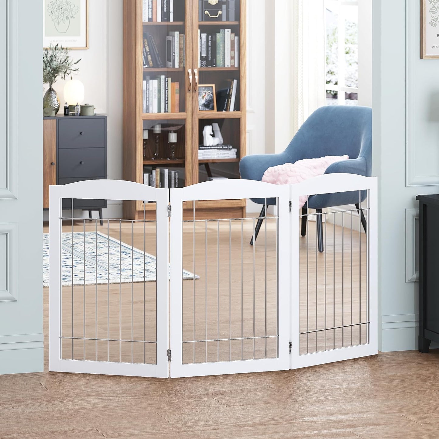 Spirich Freestanding Wire Pet Gate for Dogs - Extra Wide 60 in