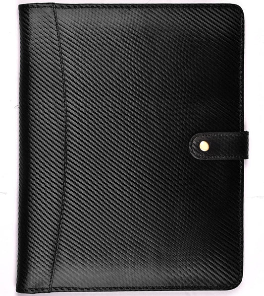 Carbon Fiber Genuine Leather Padfolio for A4 Letter Size