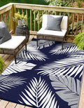 Outdoor Rug 9 ft x 12 ft Patio Waterproof Reversible Rug - Navy Blue