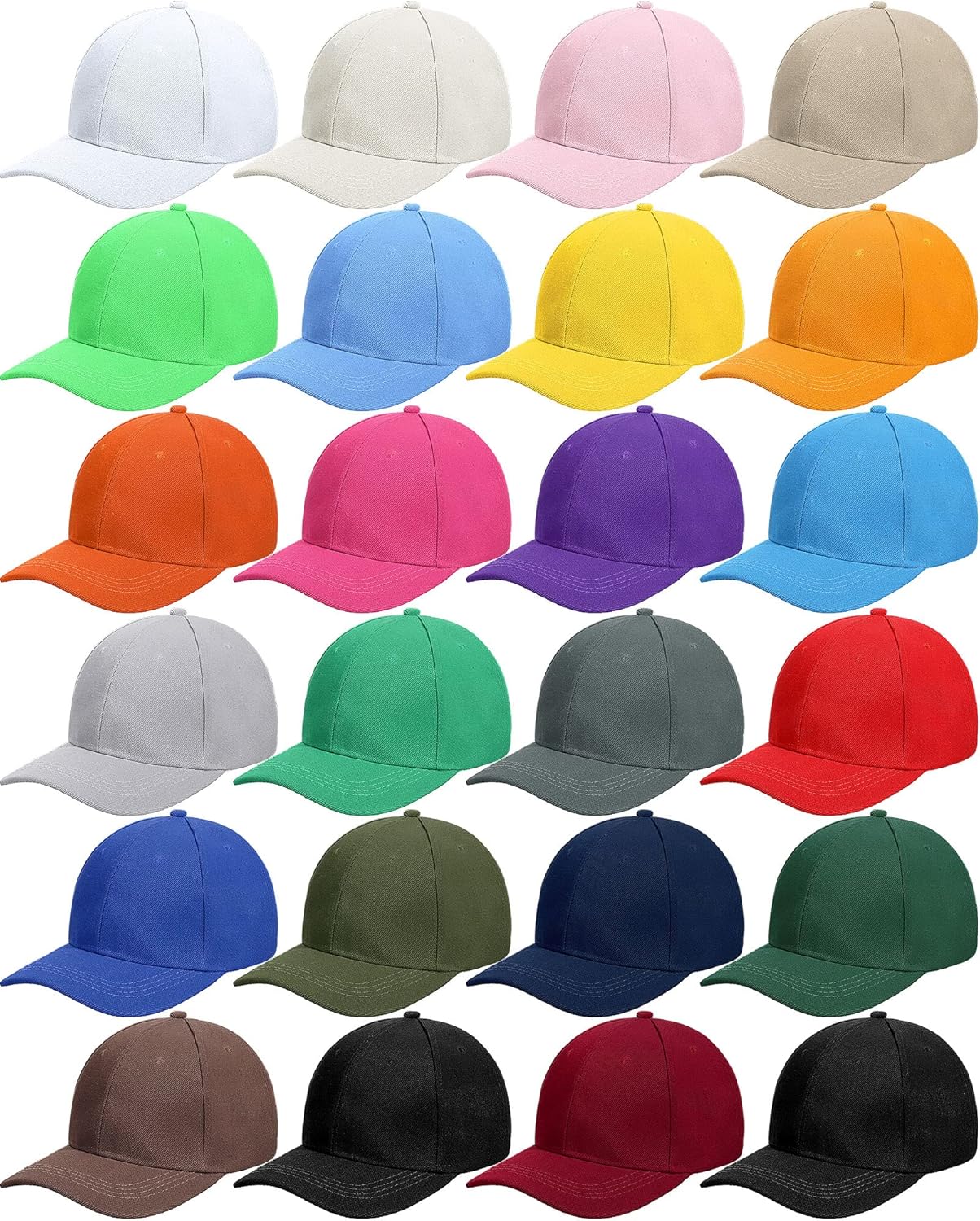 24 Pcs Adjustable Blank Baseball Caps for Men and Women