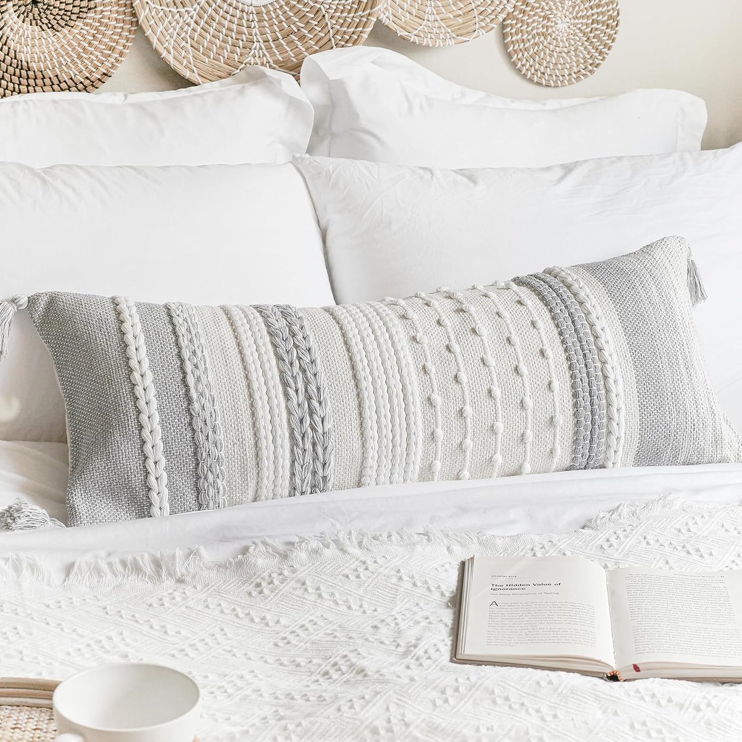 BlissBlush Gray Decorative Lumbar Pillow Cover for Cozy Spaces