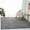 Florida Shag Area Rug 6ft 7in Square Grey Scroll - Plush, Non-Shedding