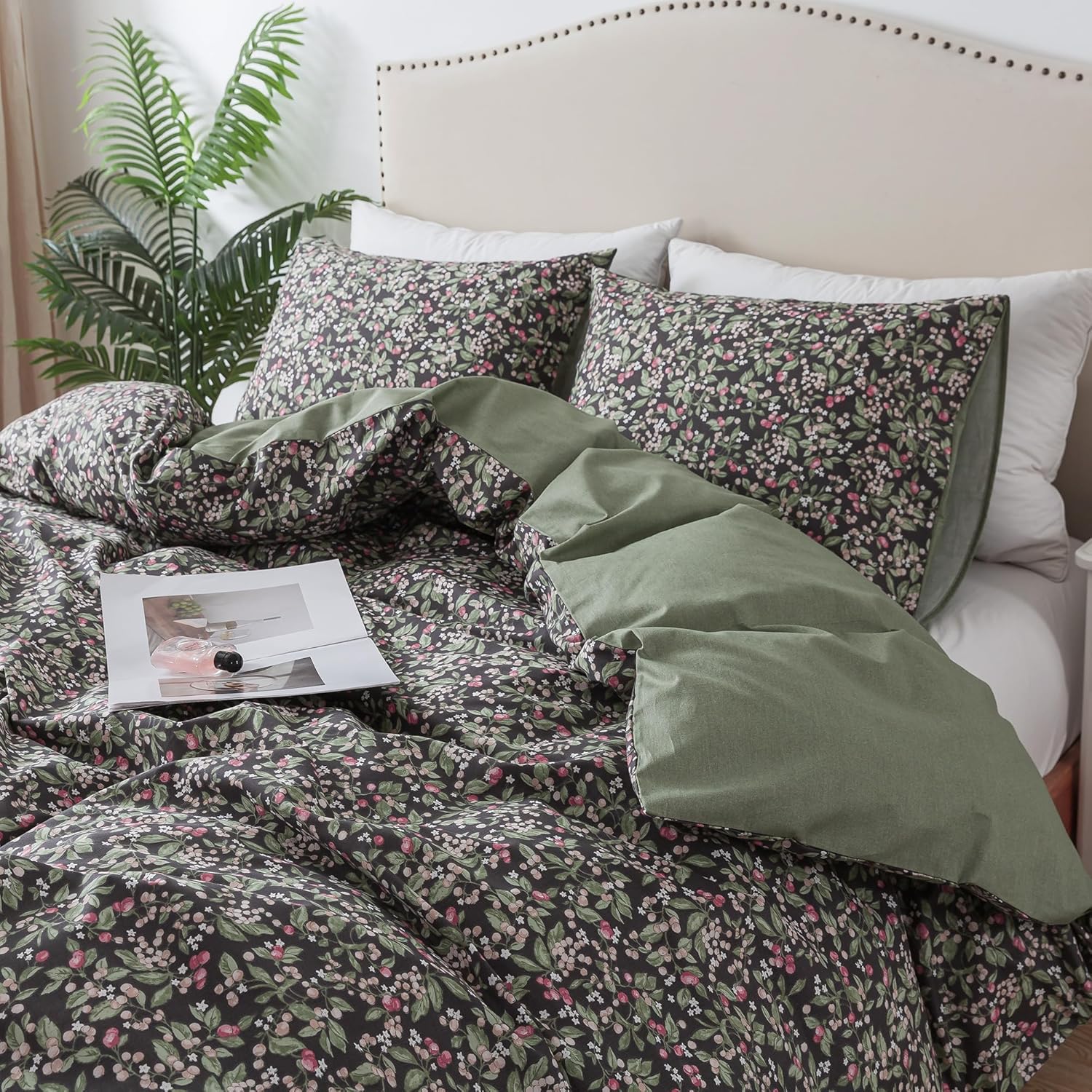 HoneiLife Queen Size Duvet Cover Set - Floral Cotton Comforter