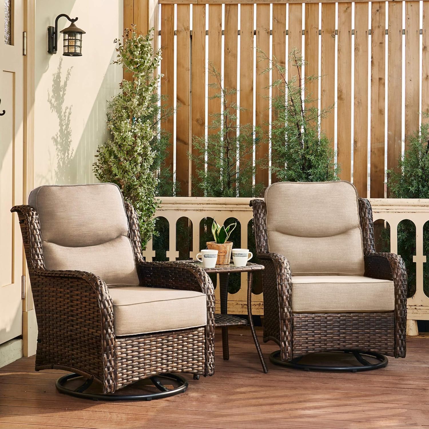 Luxury Outdoor Swivel Rocker Patio Chairs Set with Cushions