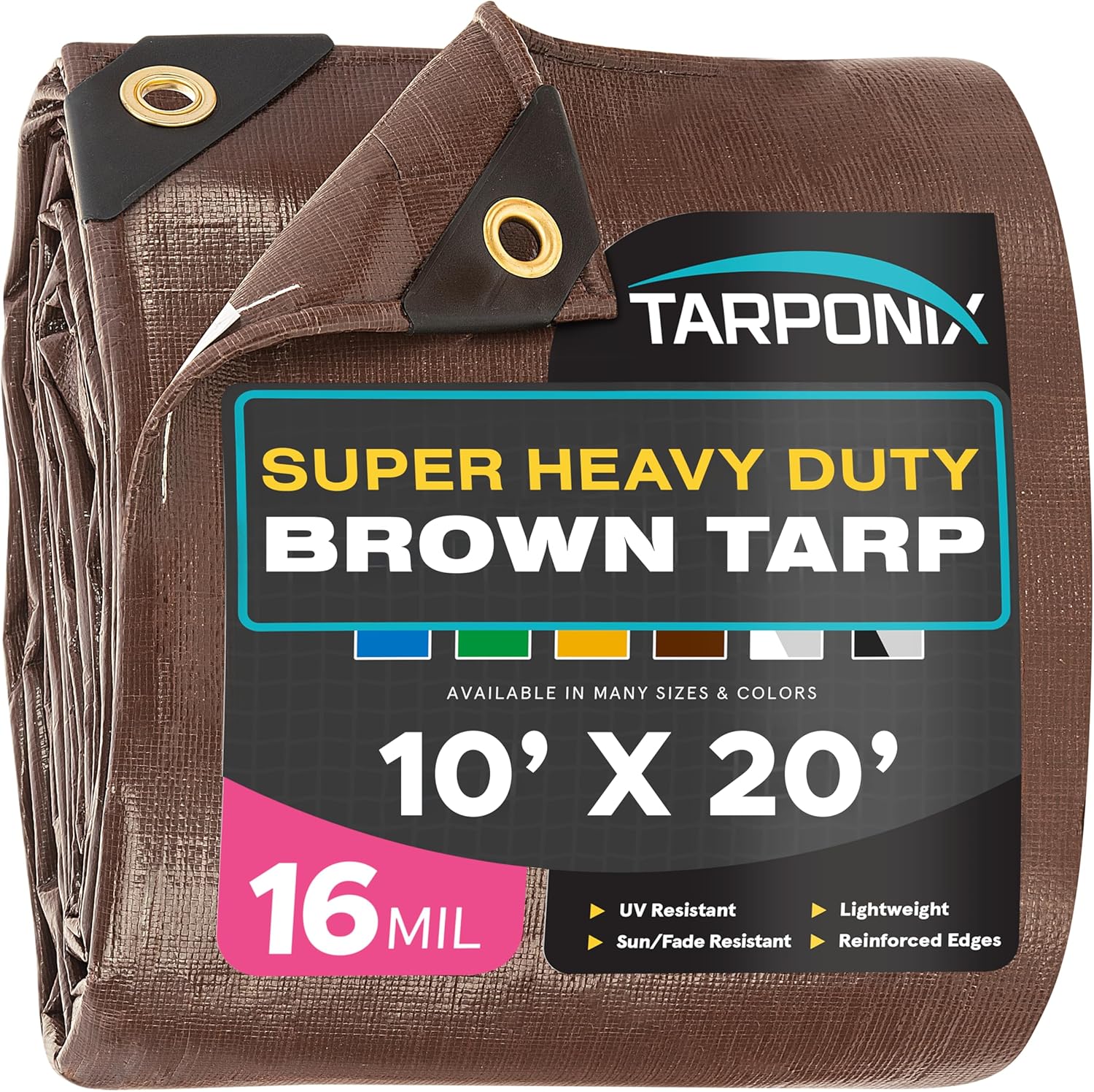 Super Heavy-Duty Brown Tarp 10ft x 20ft for All-Weather Protection