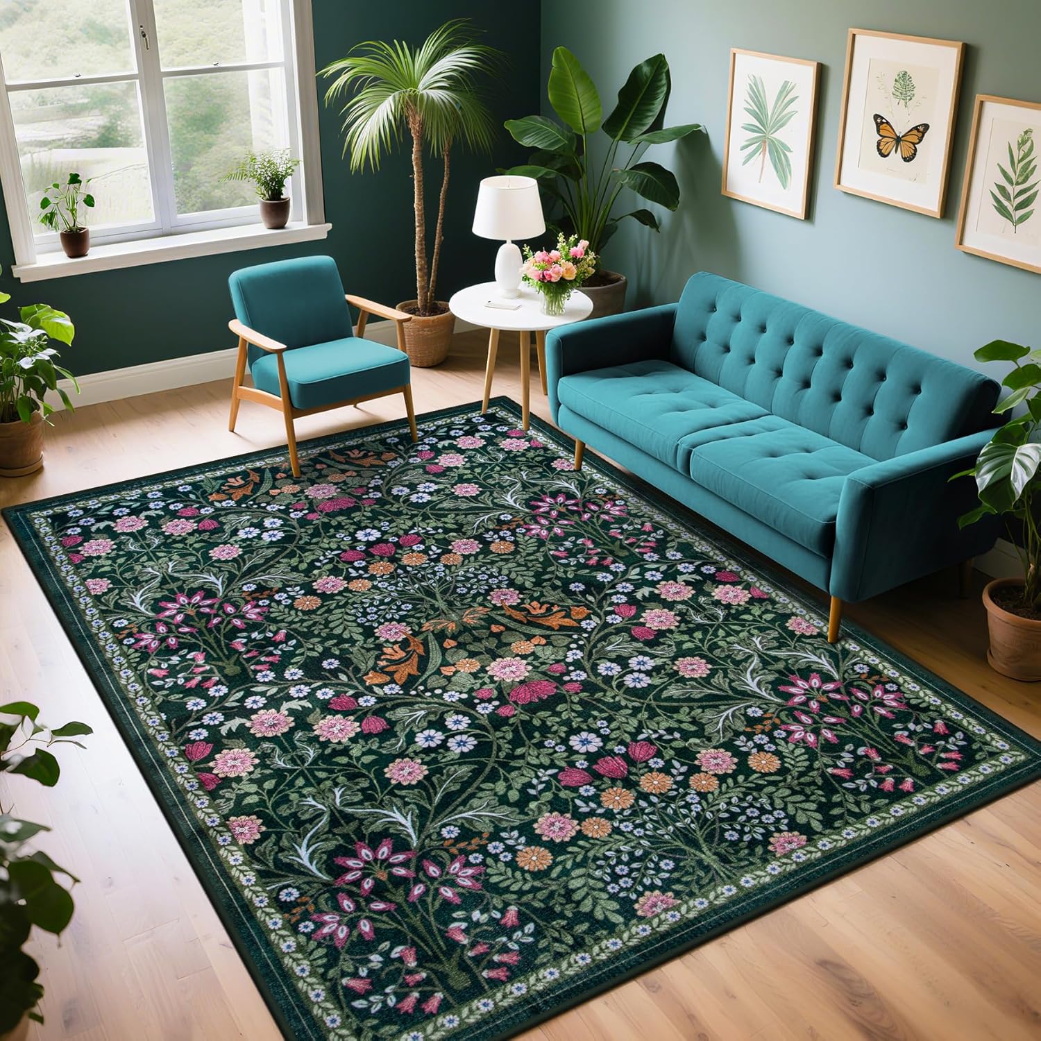 6x9 Area Rugs for Living Room: Vintage Floral Soft Boho Carpet