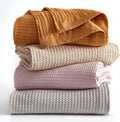 100% Cotton Blanket for King Size Bed - Taupe Waffle Weave Lightweight