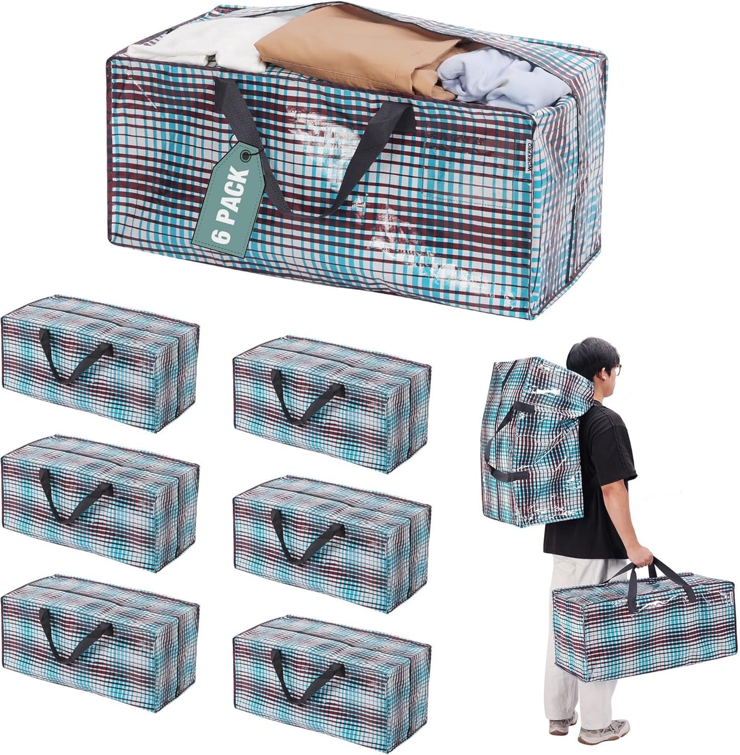 WORKPRO Extra Large Moving Bags for Heavy-Duty Storage Needs