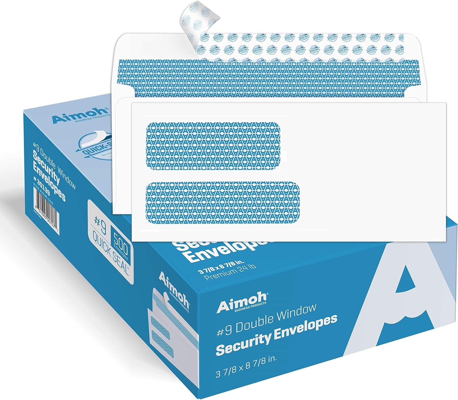 Aimoh 1000 Count #9 Double Window Security Envelopes for Invoices