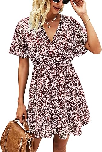 KIRUNDO Women's Casual Short Sleeve V Neck Ruffle Dress Review
