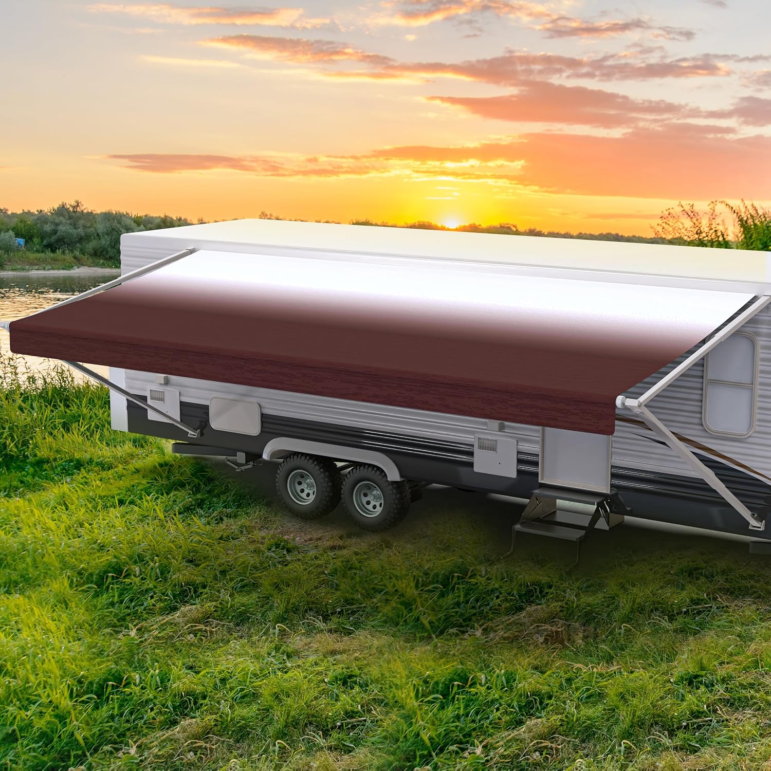 ShadePro RV Awning Fabric Replacement - Premium Weatherproof Vinyl