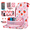 Pink Strawberry Carrying Case Bundle for Nintendo Switch - Cute Travel