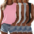 Ficerd 4 Pack Women's Sleeveless Tops - Casual Loose Fit Tank Tops is