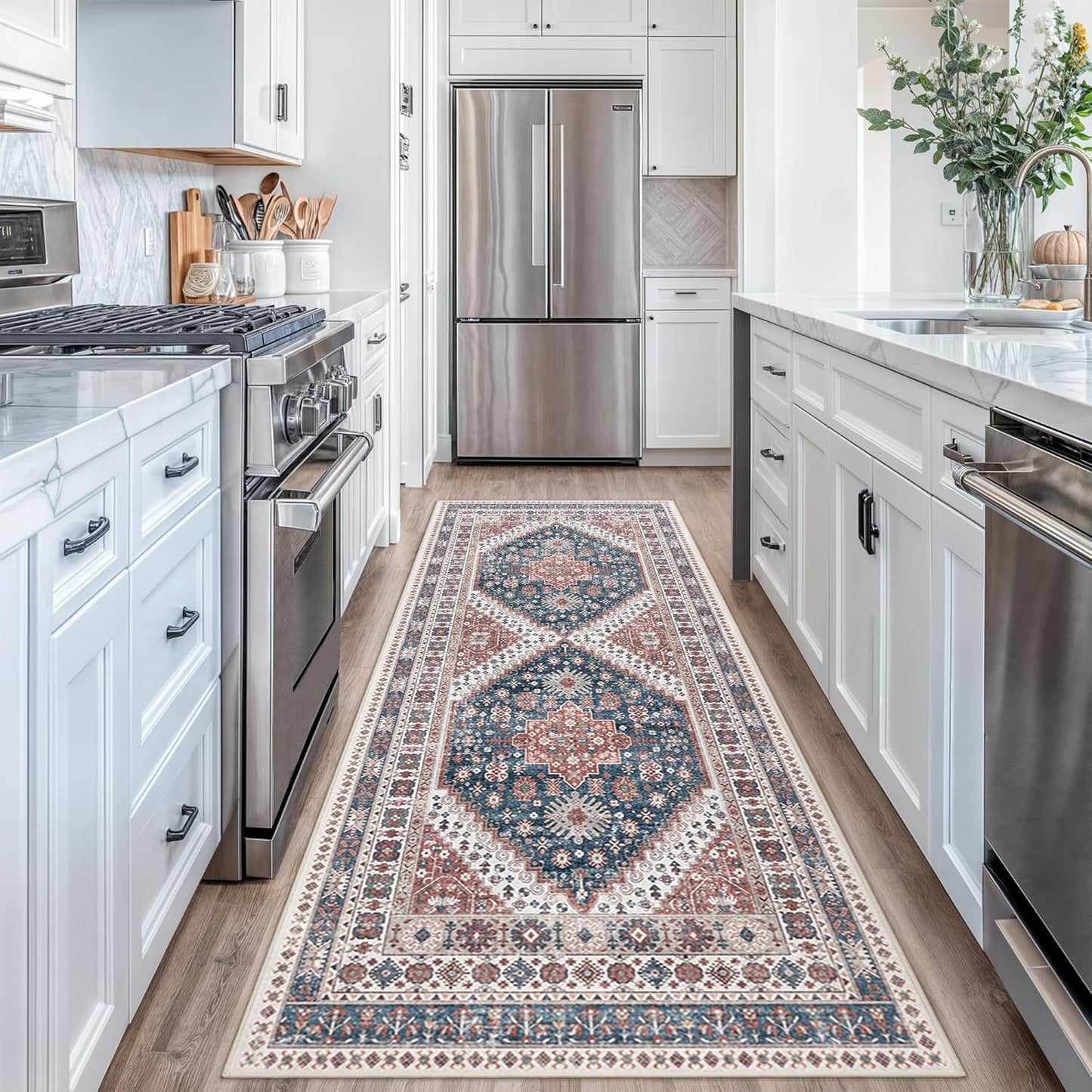 Madane Hallway Runner 3x8 - Vintage Kitchen Non Slip Rug
