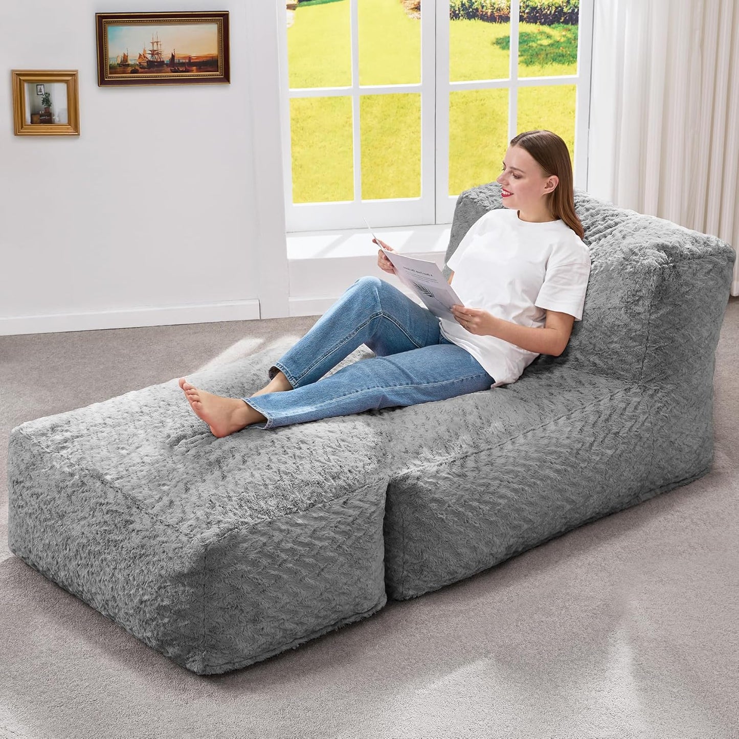 Hobestluk Bean Bag Chair with Memory Foam for Ultimate Comfort