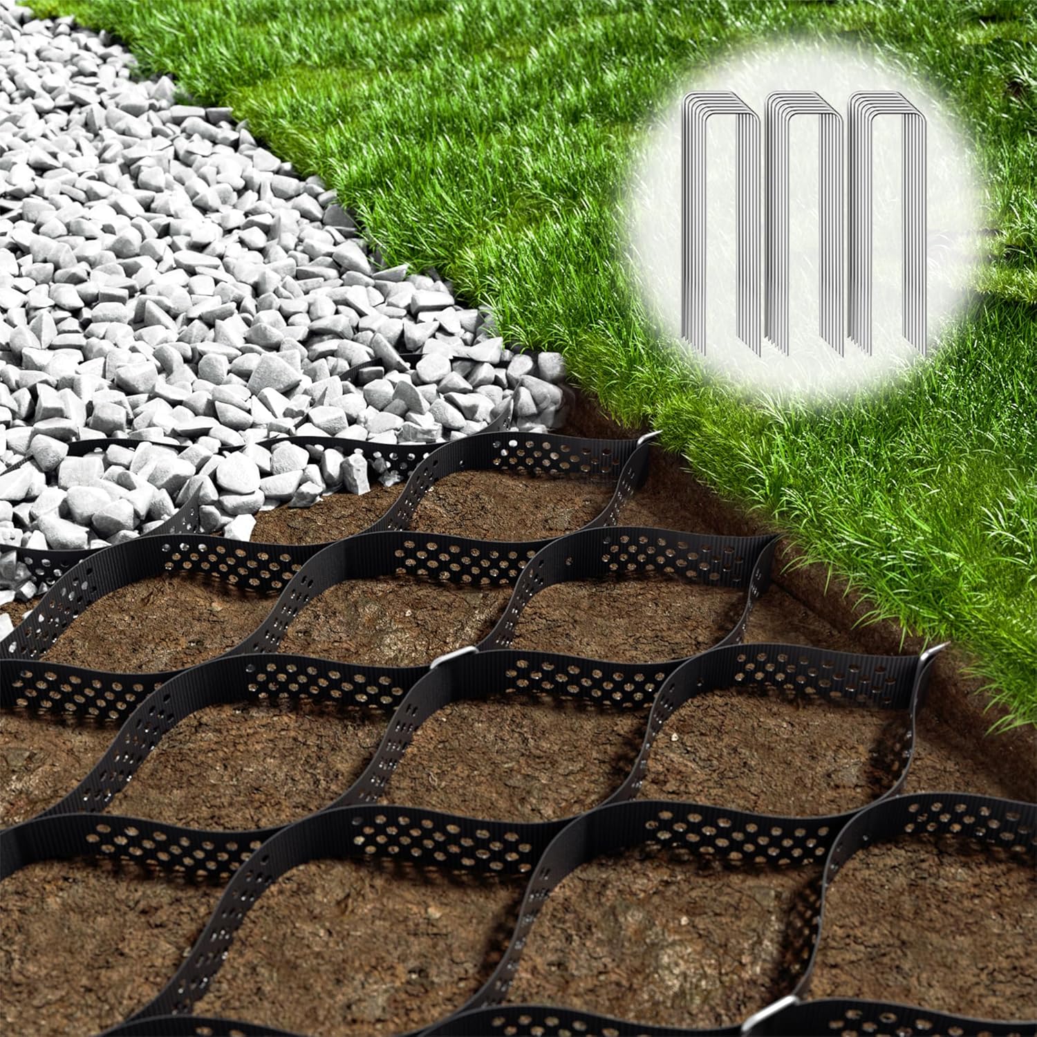 Gravel Grid 8.9x17.5 FT for Driveway and Landscape Stabilization