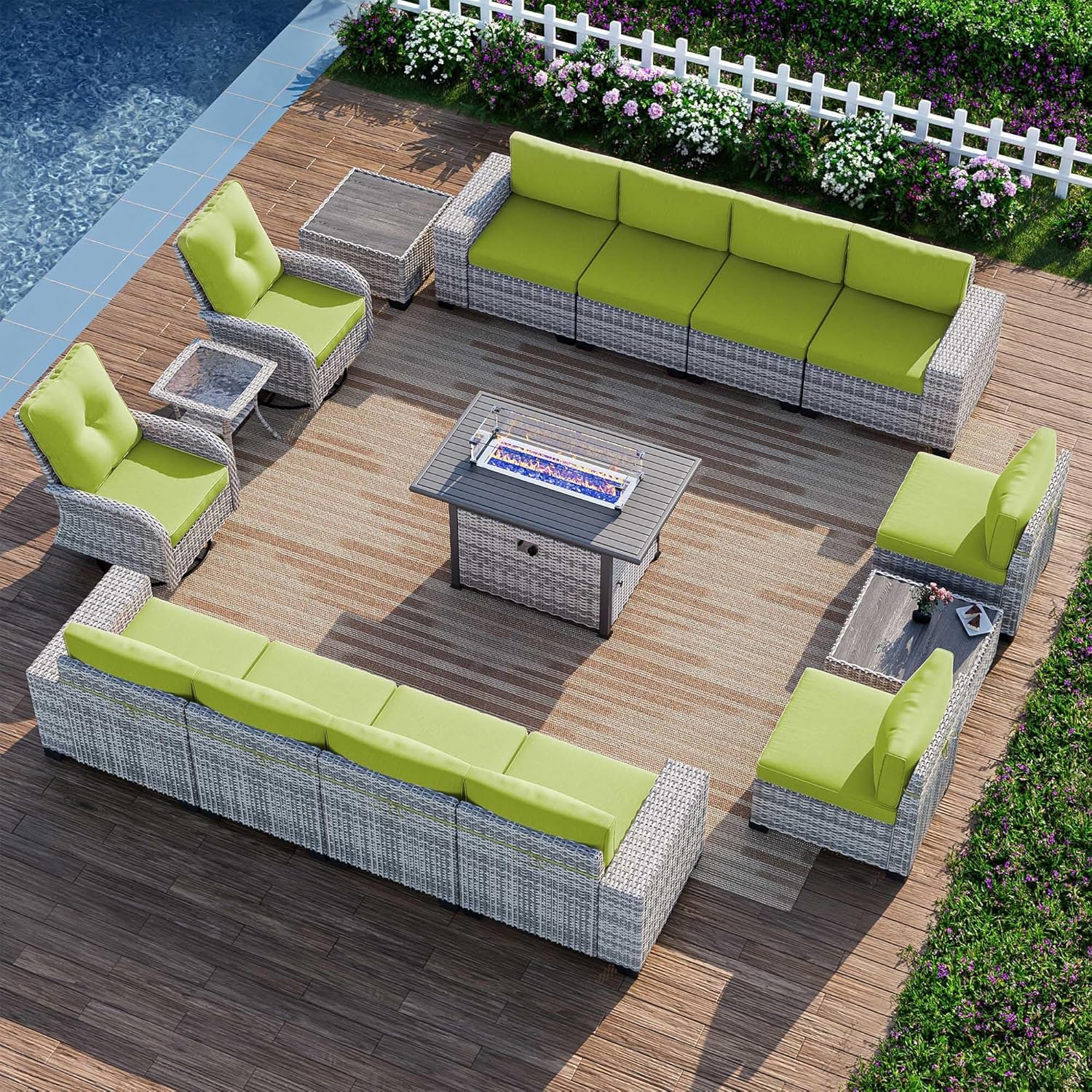16-Piece Outdoor Patio Furniture Set with Fire Pit Table