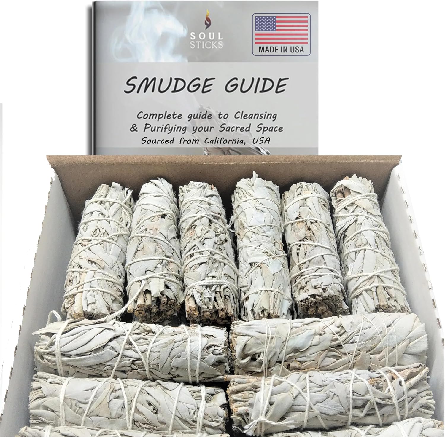 SOUL STICKS Organic White Sage Smudge Sticks for Cleansing