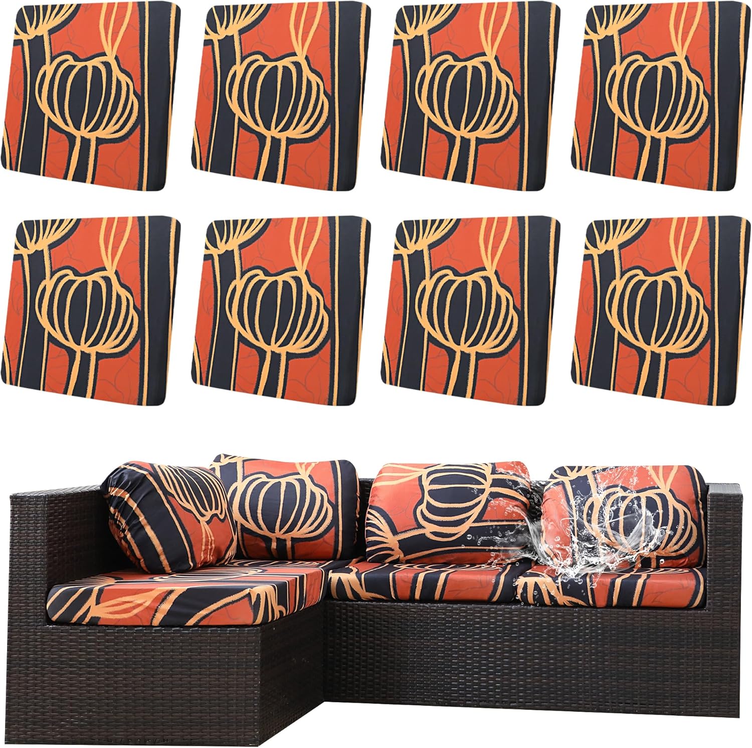 8Pcs Outdoor Cushion Covers Waterproof for Stylish Patio Decor