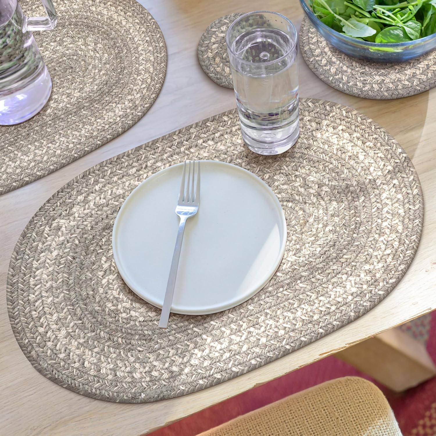 Grey Cloud Jute Braided Placemats for Elegant Dining Decor