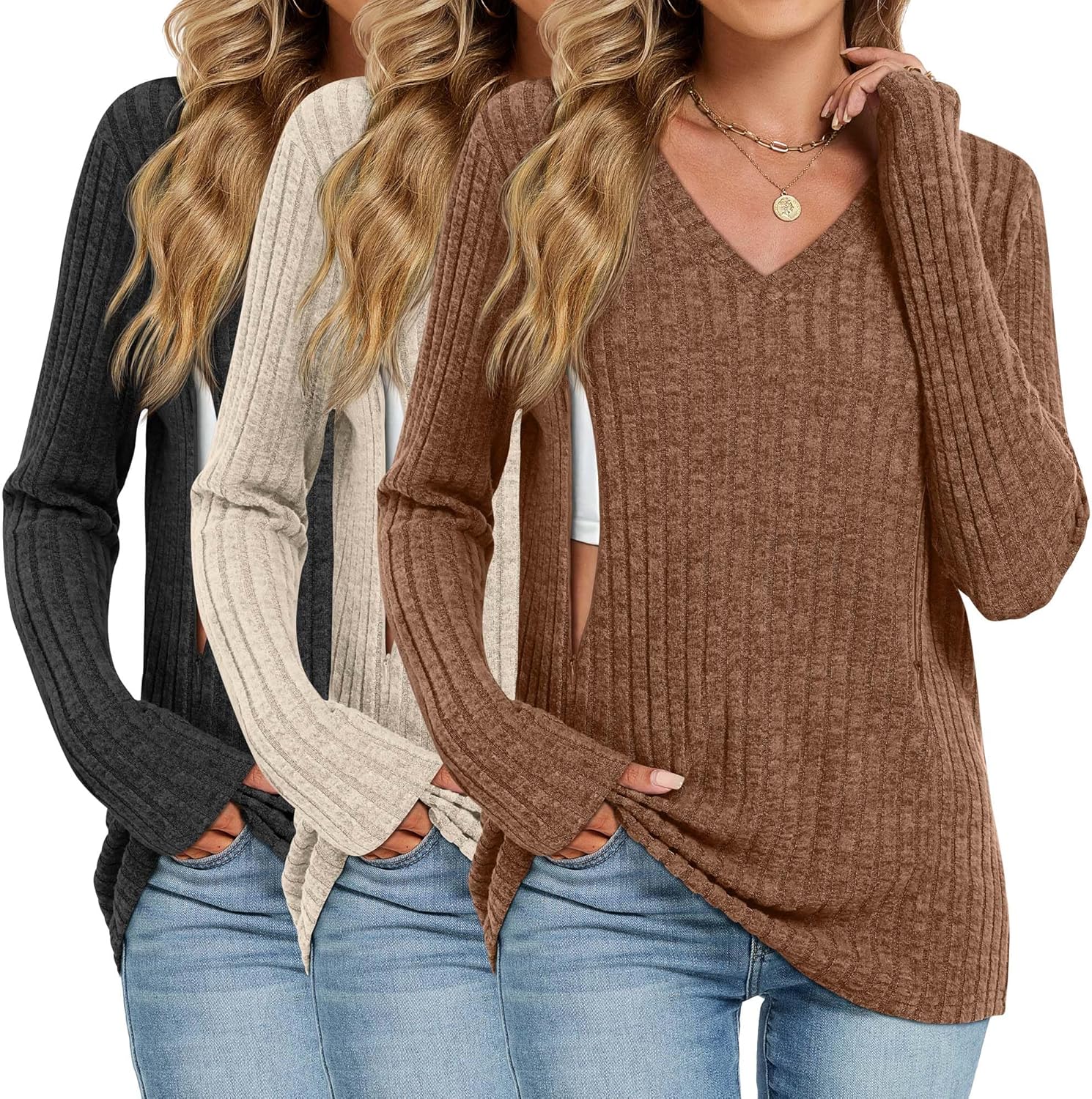 3 Pack Women's Maternity Nursing Tops for Comfortable Feeding