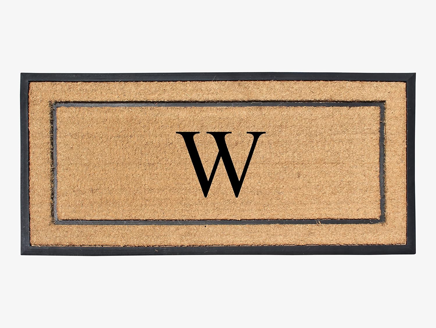Natural Coir & Rubber Large Monogrammed Doormat for Entryways