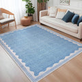 Scalloped Washable Rug 5x7 Area Rugs for Living Room Comfort